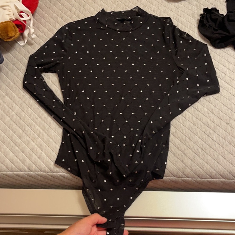 Cute black see through sparkly bodysuit - Picture 2 of 3